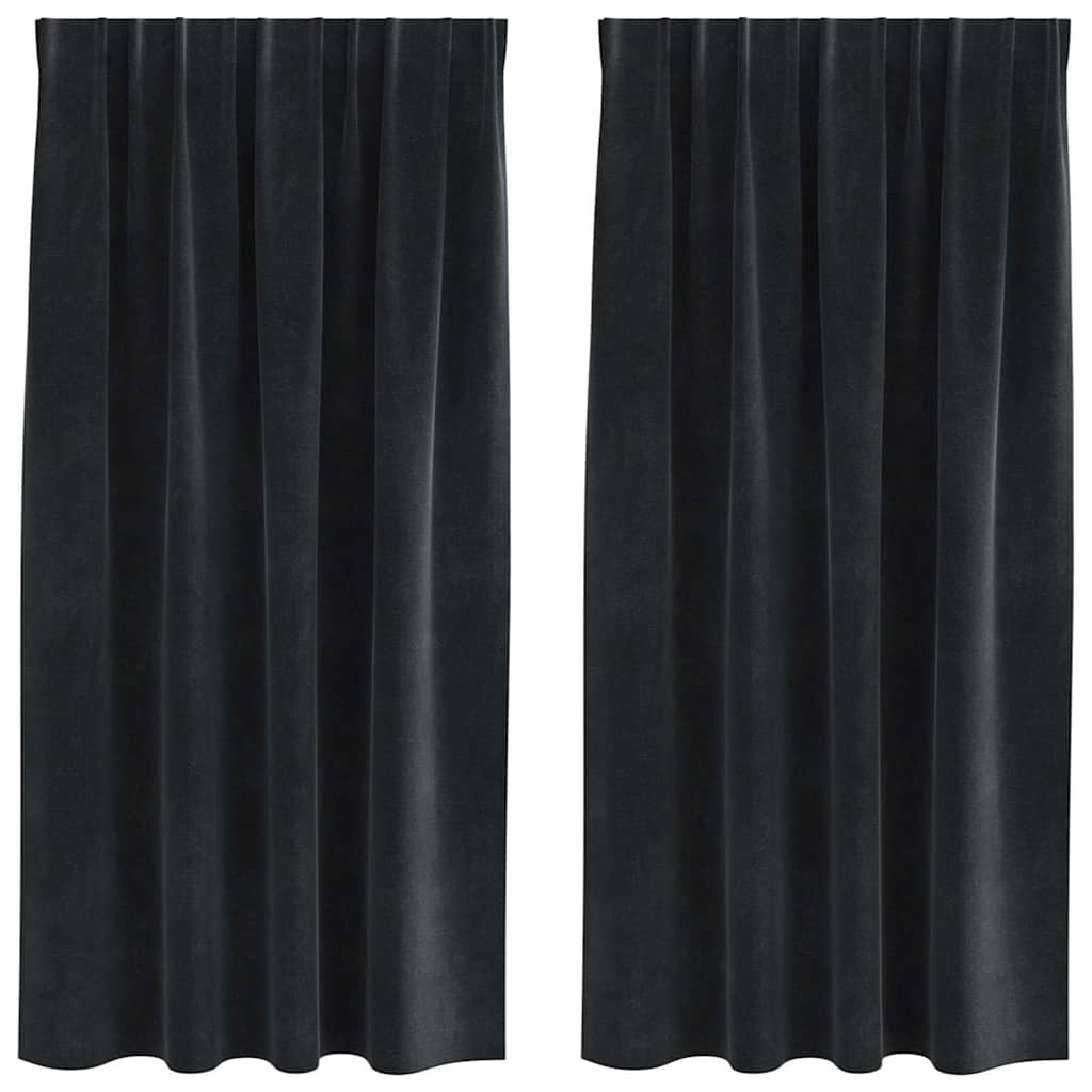 Mörkläggningsgardiner 2 st Svart 140 x 175 cm Sammet