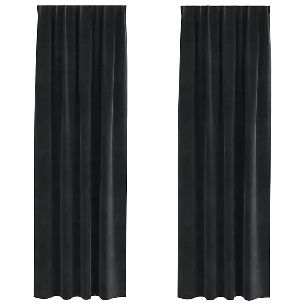 Mörkläggningsgardiner 2 st Svart 140 x 225 cm Sammet