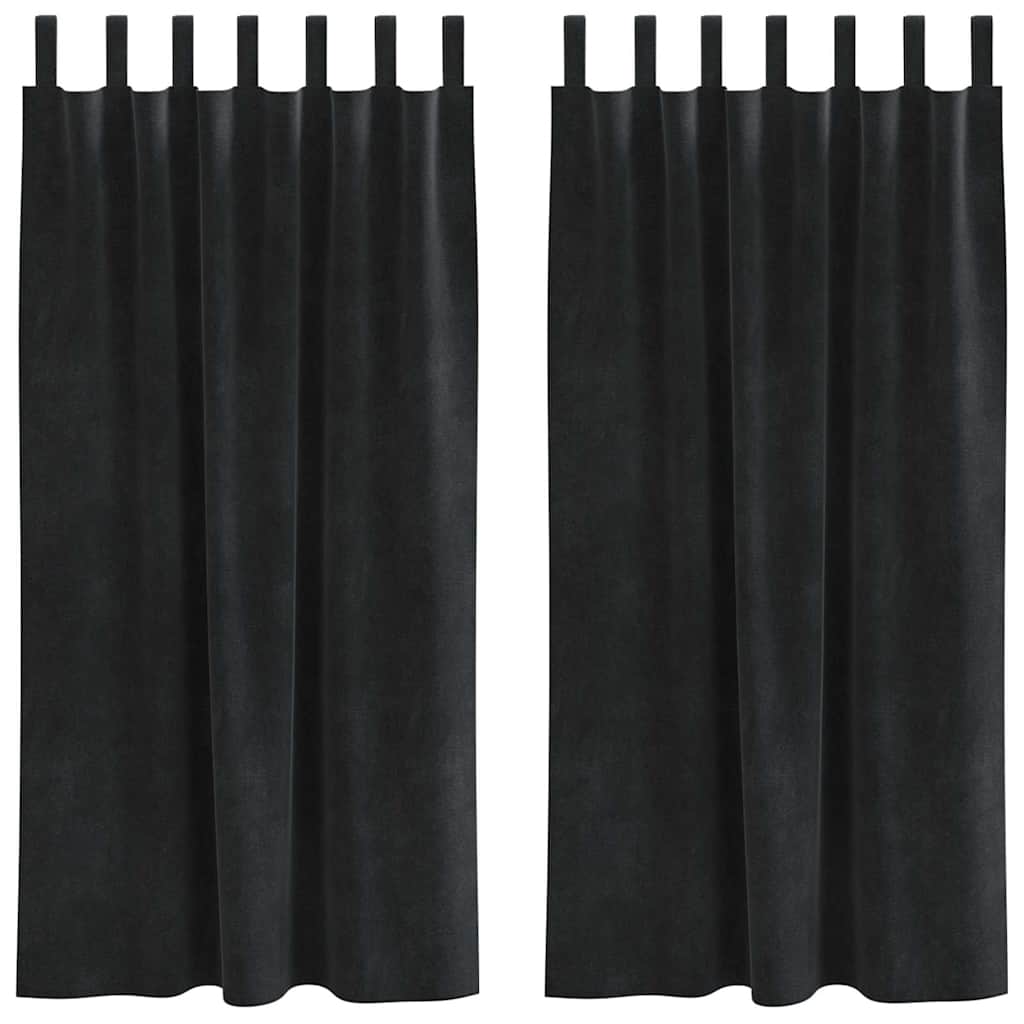 Mörkläggningsgardiner 2 st Svart 140 x 175 cm Sammet