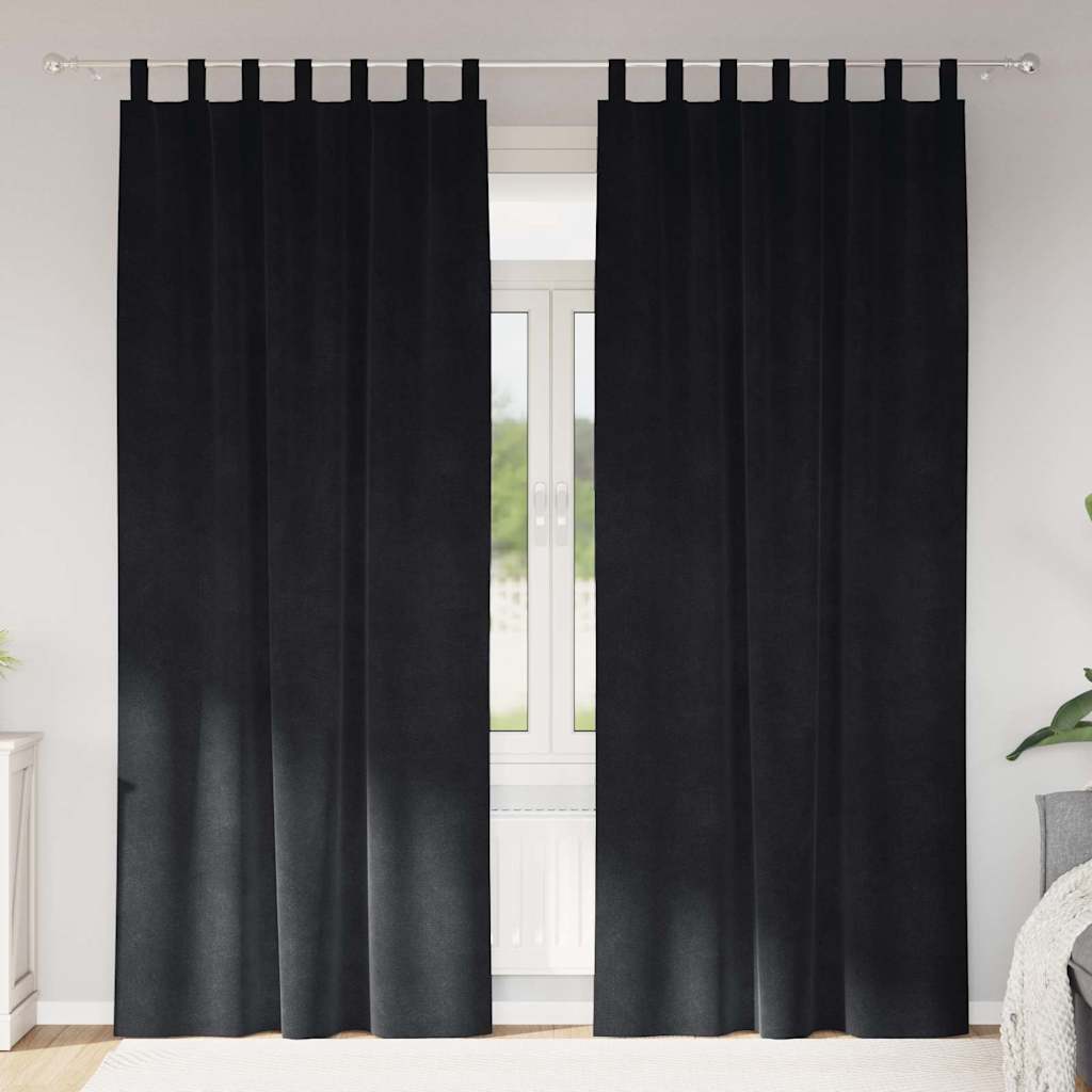 Mörkläggningsgardiner 2 st Svart 140 x 225 cm Sammet