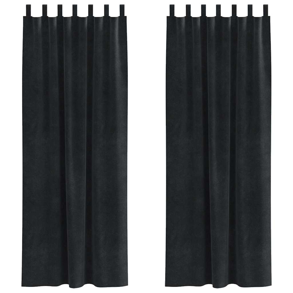 Mörkläggningsgardiner 2 st Svart 140 x 260 cm Sammet