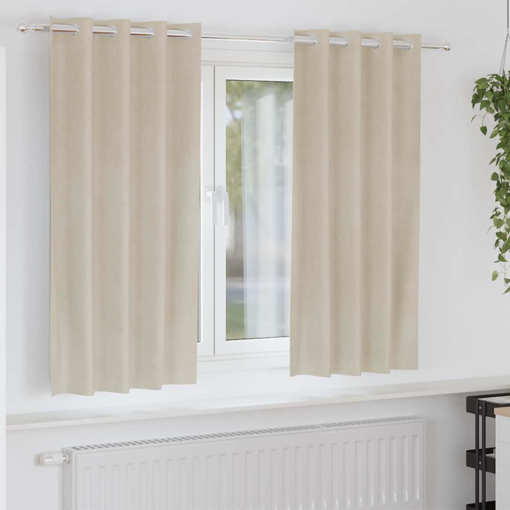 Mörkläggningsgardiner 2 st Gräddvit 140 x 175 cm Sammet