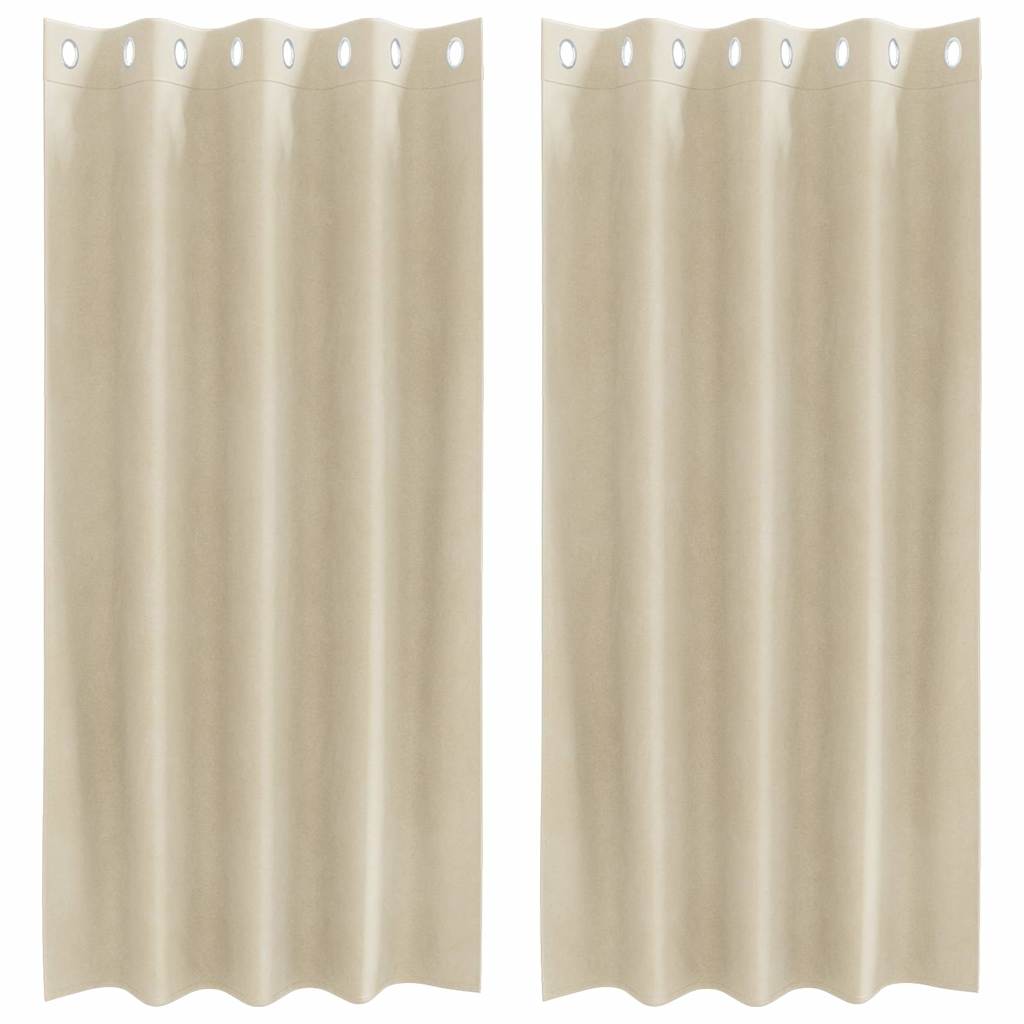 Mörkläggningsgardiner 2 st Gräddvit 140 x 175 cm Sammet