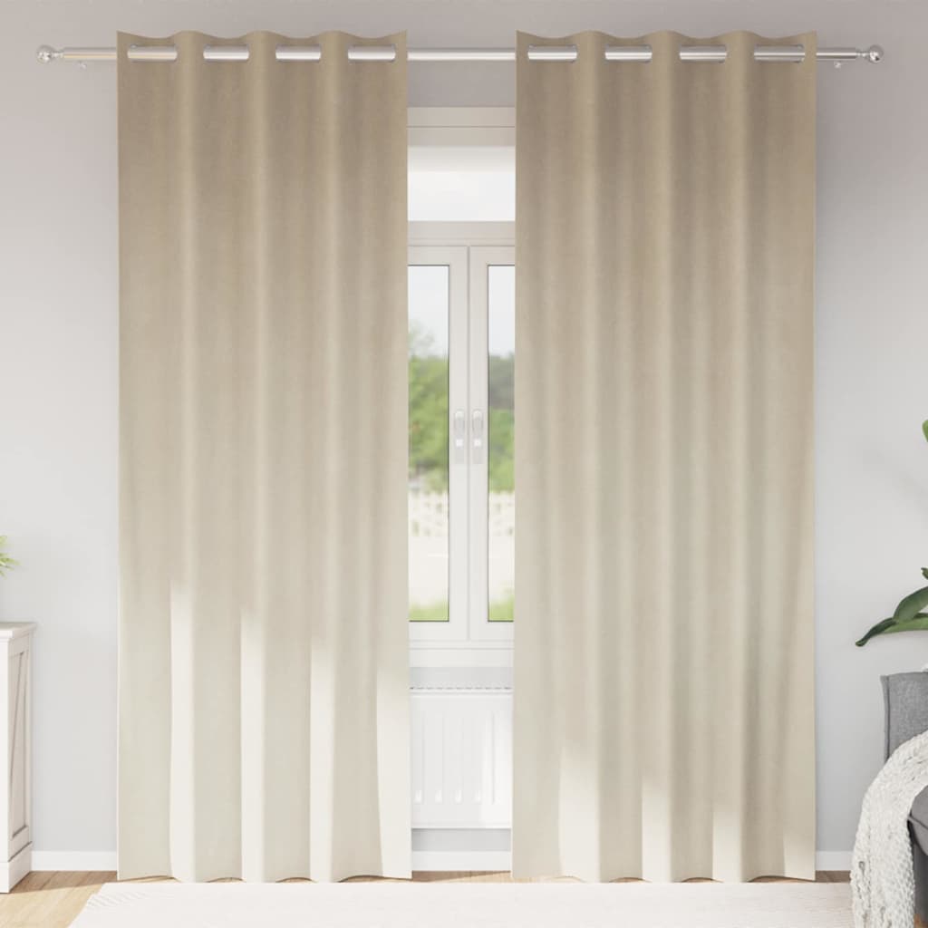 Mörkläggningsgardiner 2 st Gräddvit 140 x 225 cm Sammet