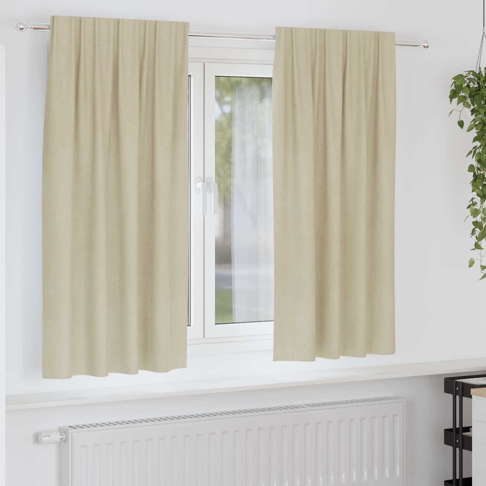 Mörkläggningsgardiner 2 st Gräddvit 140 x 175 cm Sammet