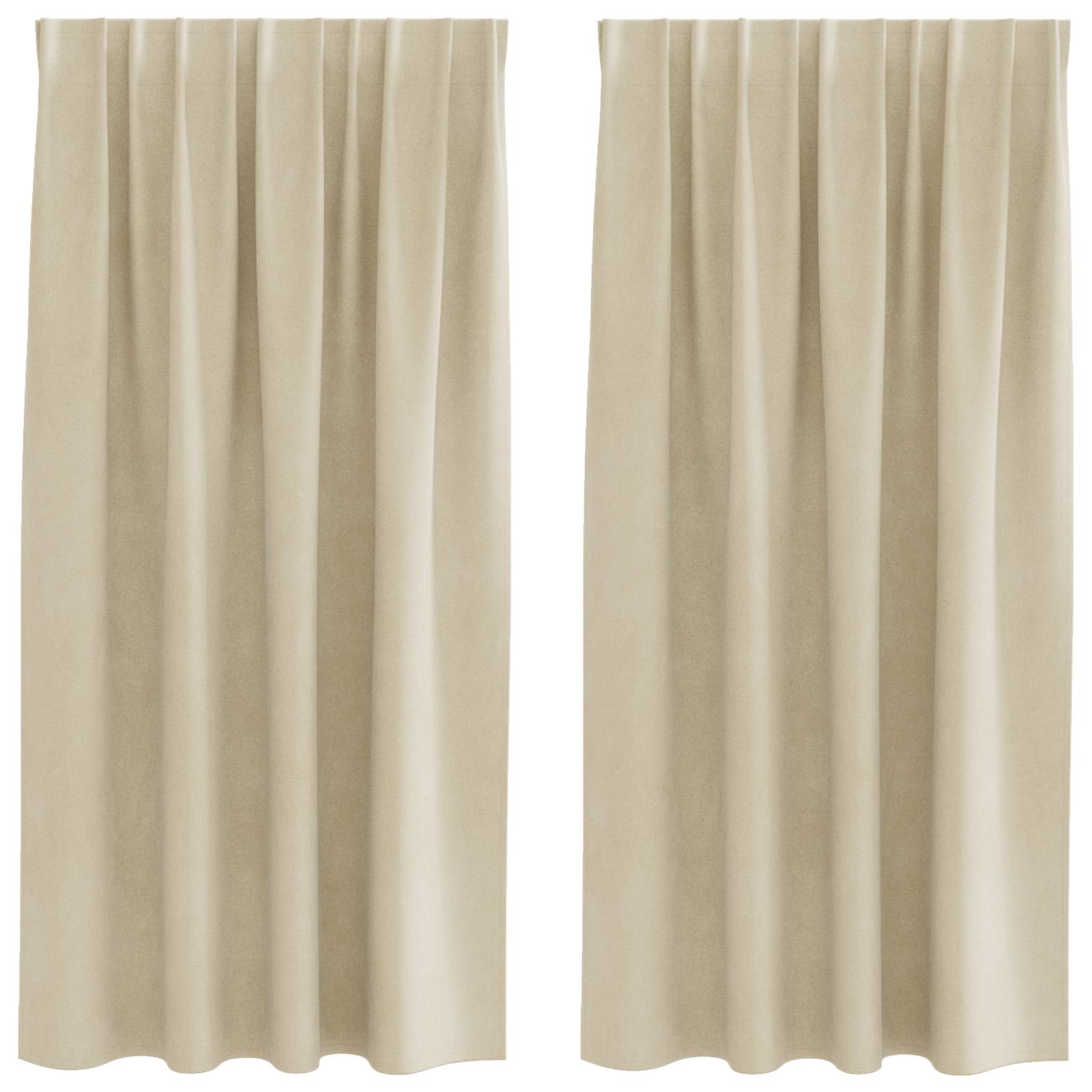 Mörkläggningsgardiner 2 st Gräddvit 140 x 175 cm Sammet