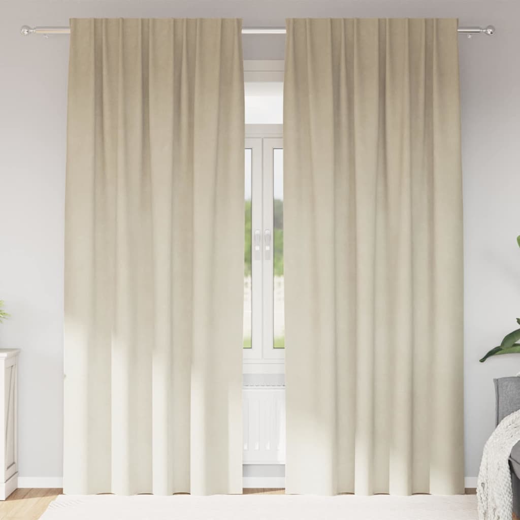 Mörkläggningsgardiner 2 st Gräddvit 140 x 245 cm Sammet