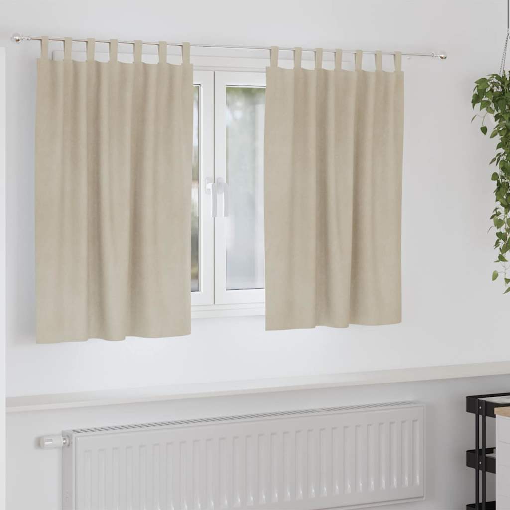 Mörkläggningsgardiner 2 st Gräddvit 140 x 140 cm Sammet