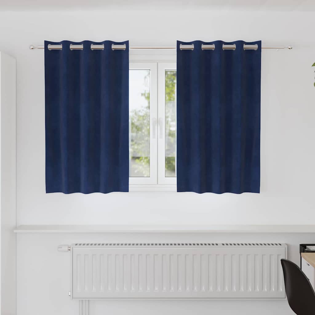 Mörkläggningsgardiner 2 st Mörkblå 140 x 140 cm Sammet