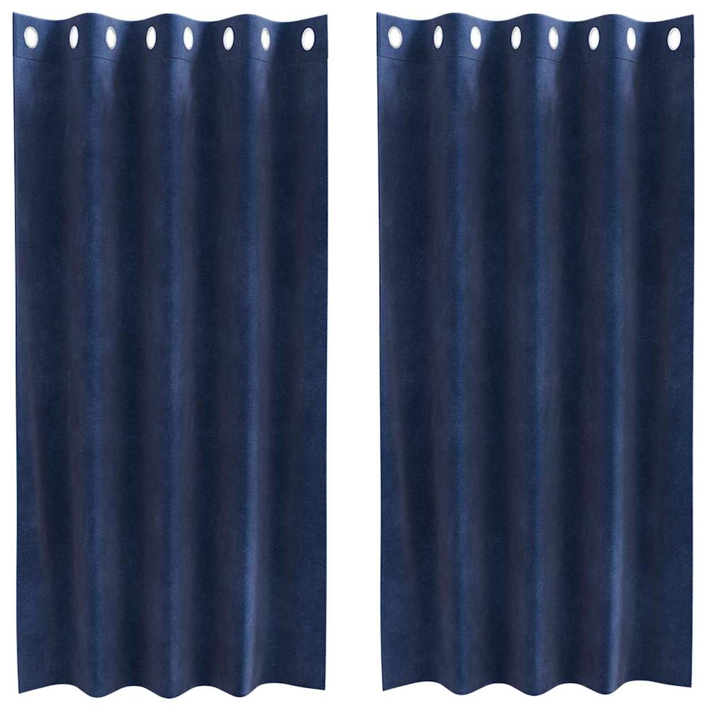 Mörkläggningsgardiner 2 st Mörkblå 140 x 175 cm Sammet