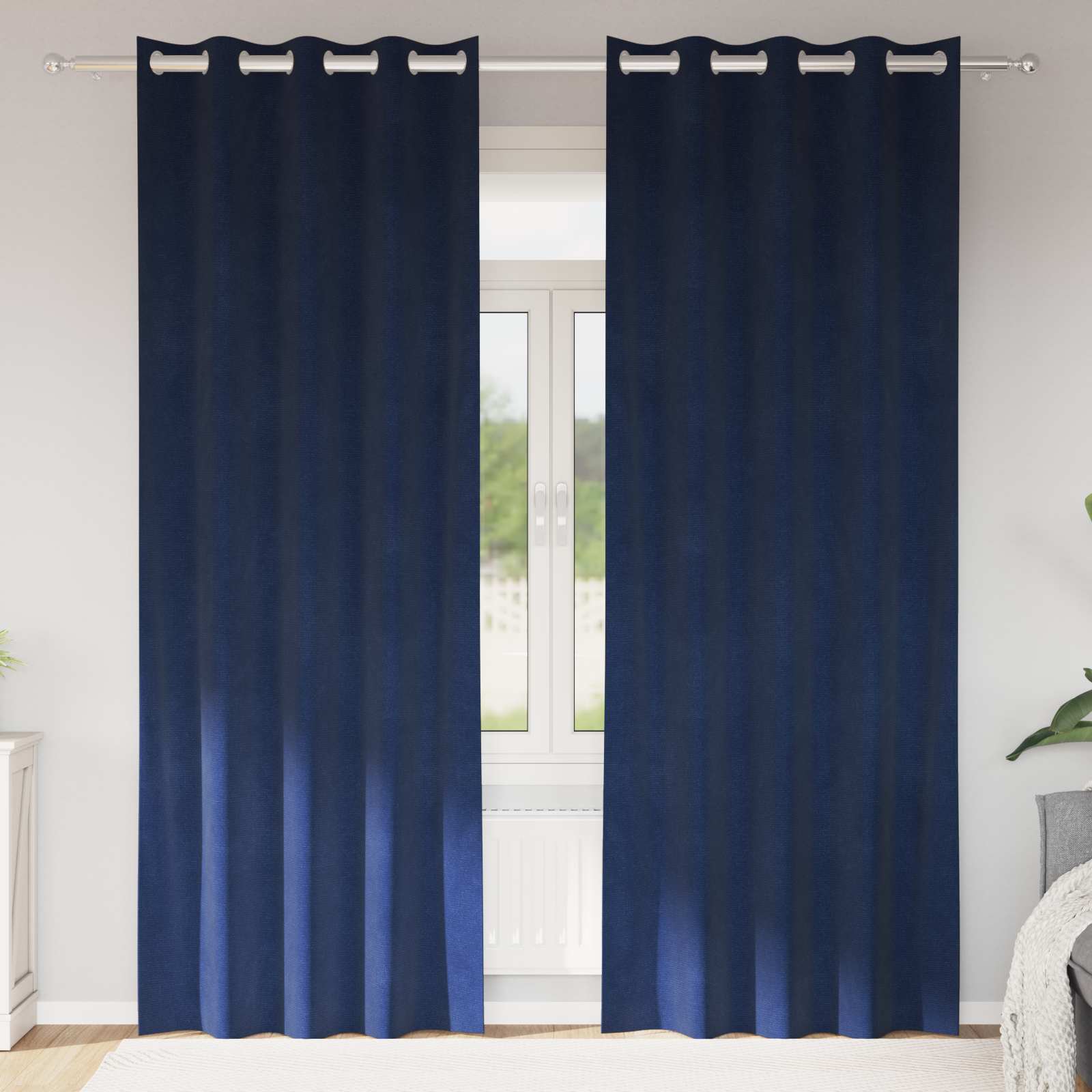 Mörkläggningsgardiner 2 st Mörkblå 140 x 225 cm Sammet
