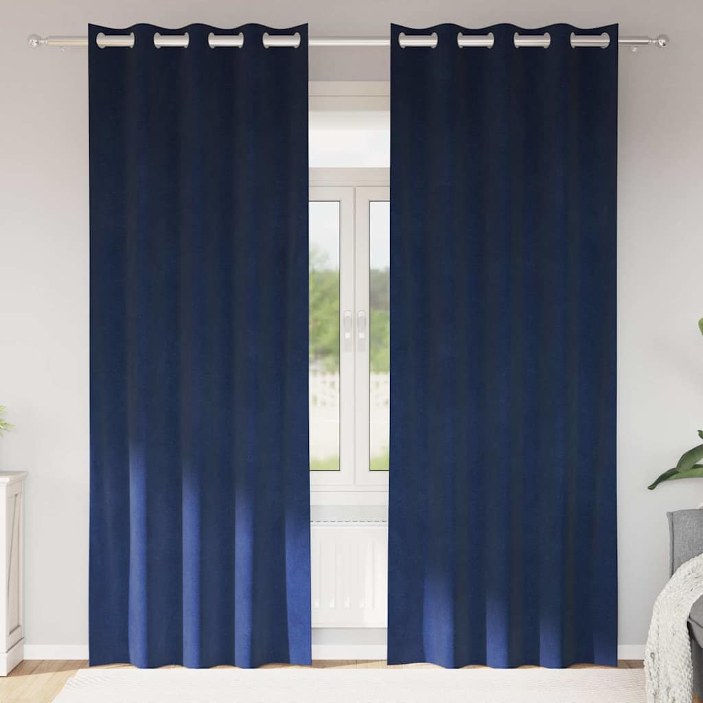 Mörkläggningsgardiner 2 st Mörkblå 140 x 245 cm Sammet