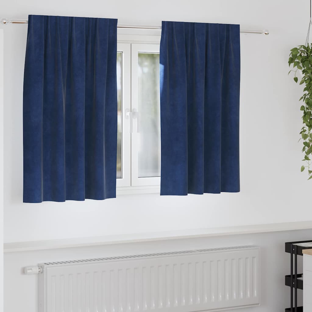 Mörkläggningsgardiner 2 st Mörkblå 140 x 140 cm Sammet