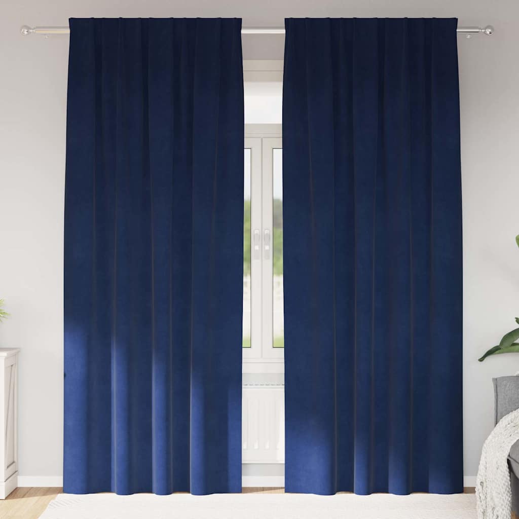 Mörkläggningsgardiner 2 st Mörkblå 140 x 245 cm Sammet