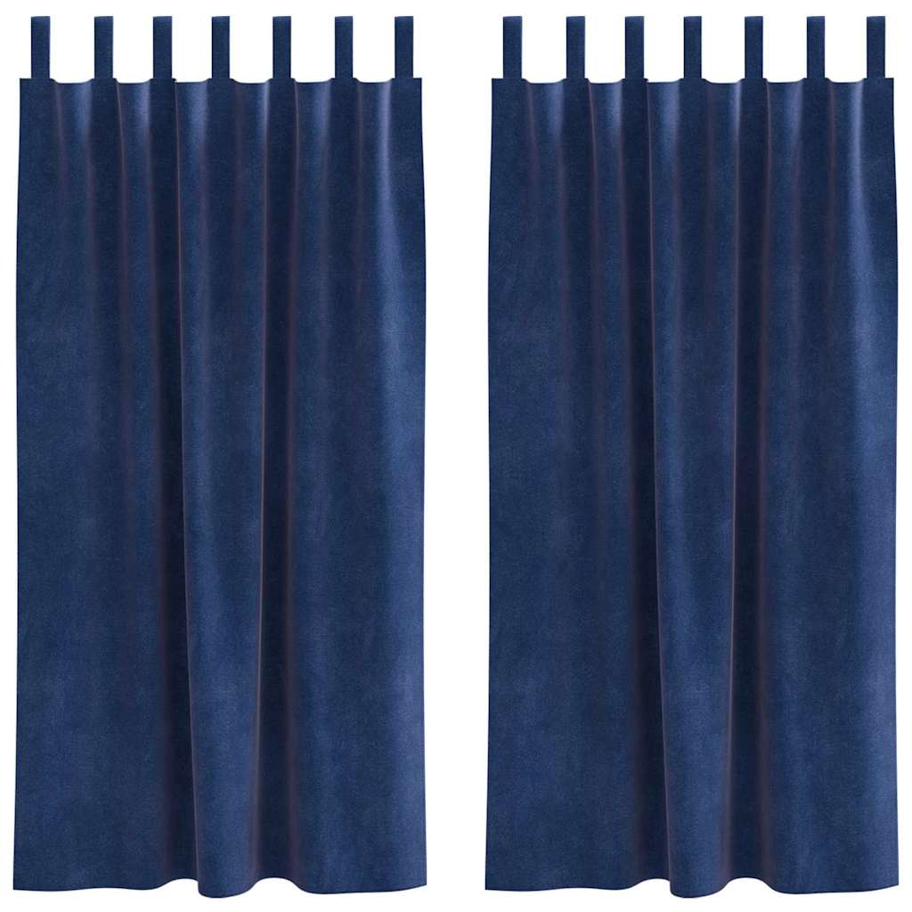 Mörkläggningsgardiner 2 st Mörkblå 140 x 175 cm Sammet