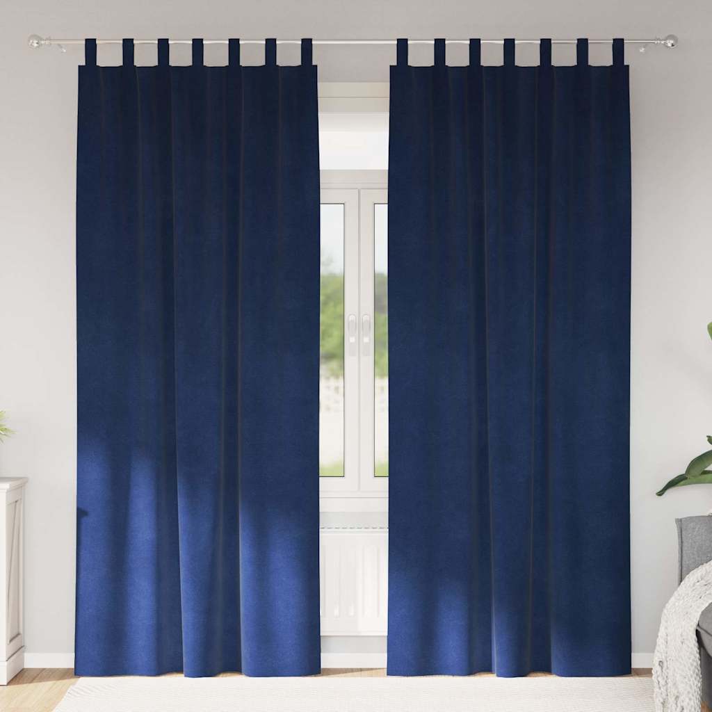Mörkläggningsgardiner 2 st Mörkblå 140 x 225 cm Sammet