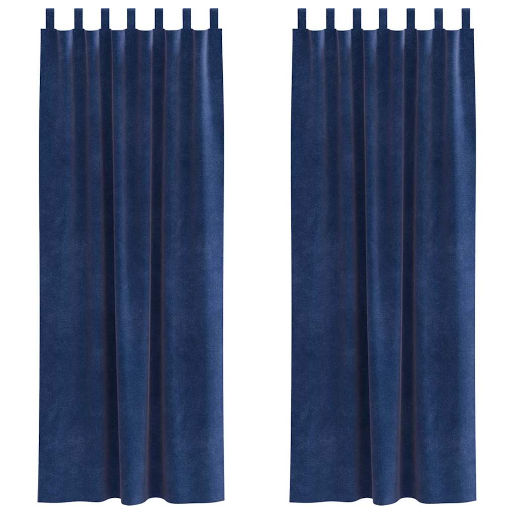 Mörkläggningsgardiner 2 st Mörkblå 140 x 245 cm Sammet