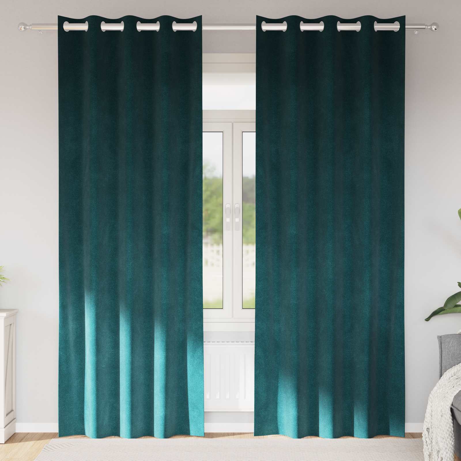 Mörkläggningsgardiner 2 st Mörkgrön 140 x 245 cm Sammet