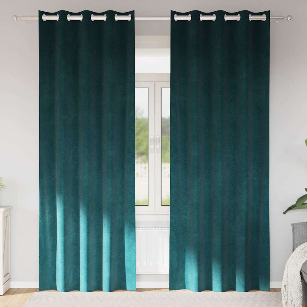 Mörkläggningsgardiner 2 st Mörkgrön 140 x 260 cm Sammet