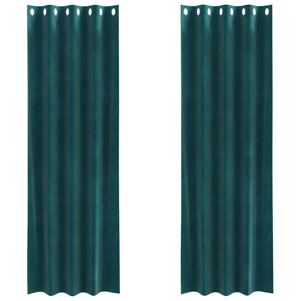 Mörkläggningsgardiner 2 st Mörkgrön 140 x 260 cm Sammet