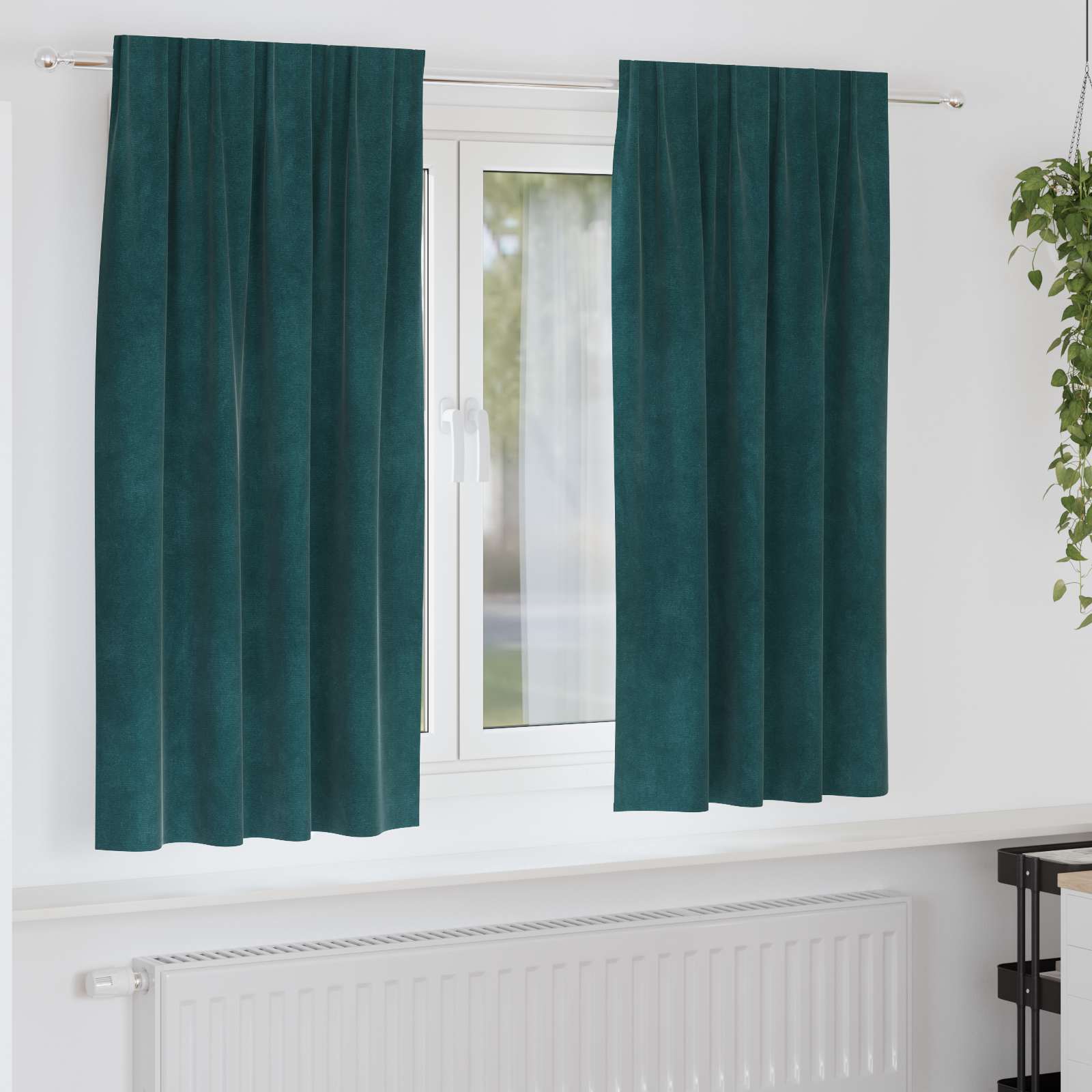 Mörkläggningsgardiner 2 st Mörkgrön 140 x 175 cm Sammet