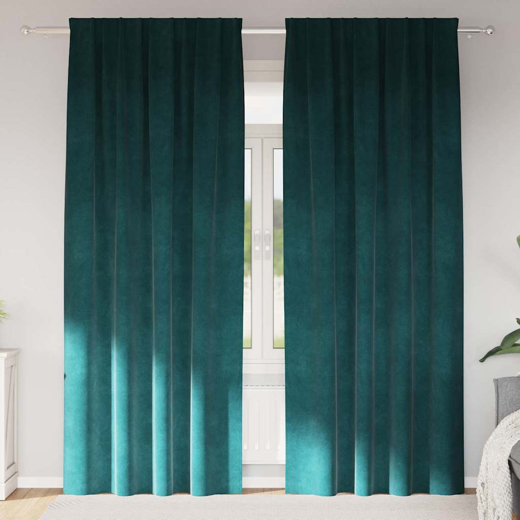 Mörkläggningsgardiner 2 st Mörkgrön 140 x 245 cm Sammet