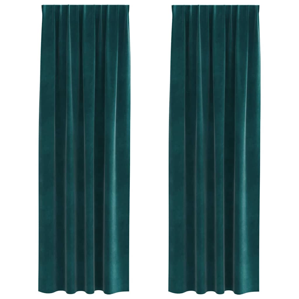 Mörkläggningsgardiner 2 st Mörkgrön 140 x 245 cm Sammet