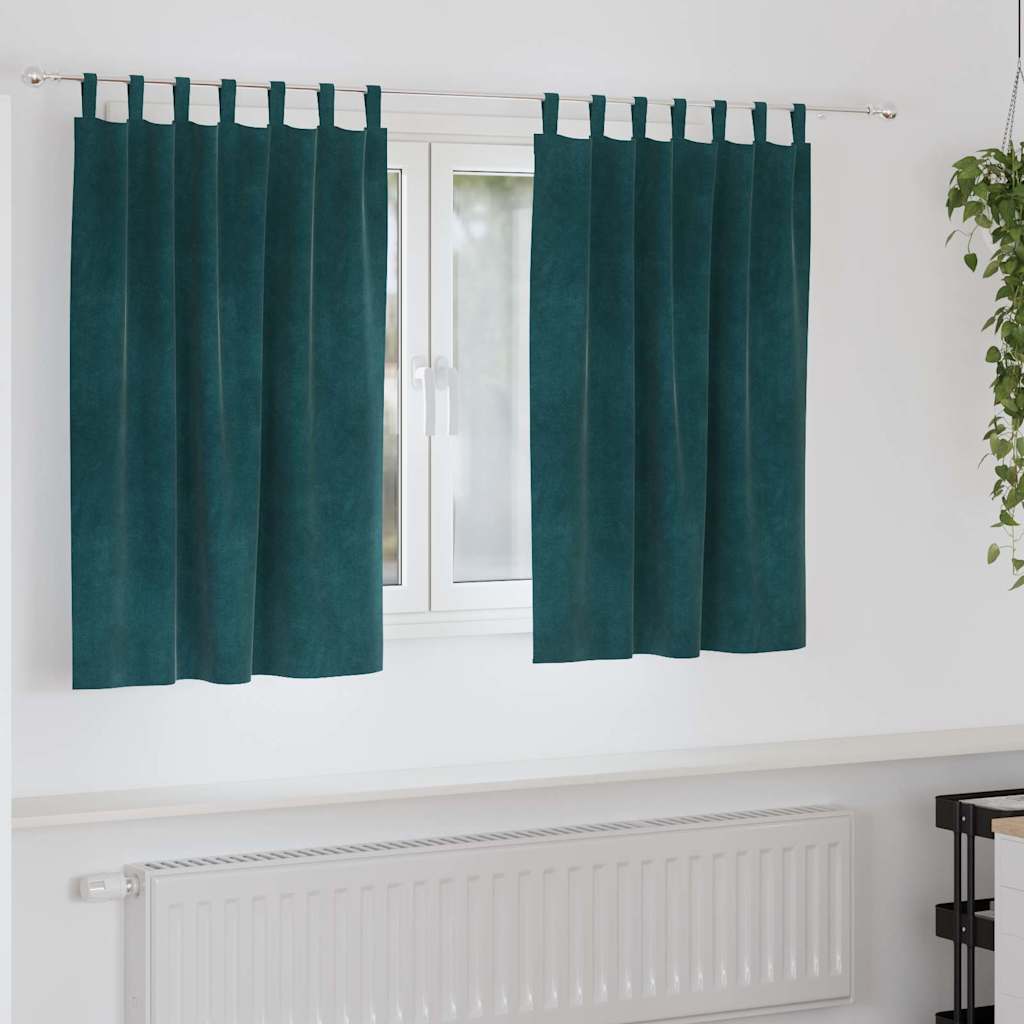 Mörkläggningsgardiner 2 st Mörkgrön 140 x 140 cm Sammet