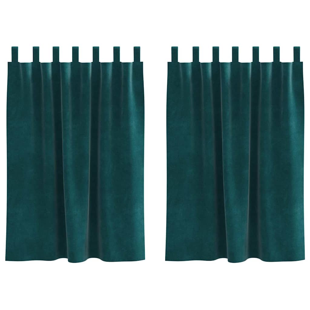 Mörkläggningsgardiner 2 st Mörkgrön 140 x 140 cm Sammet
