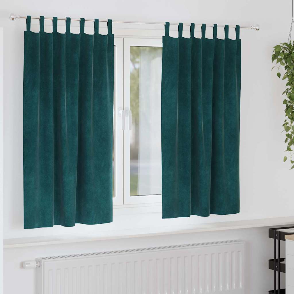 Mörkläggningsgardiner 2 st Mörkgrön 140 x 175 cm Sammet