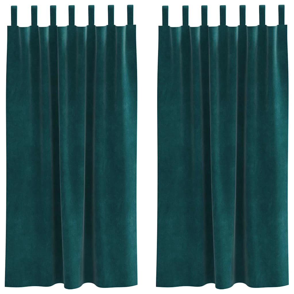 Mörkläggningsgardiner 2 st Mörkgrön 140 x 175 cm Sammet