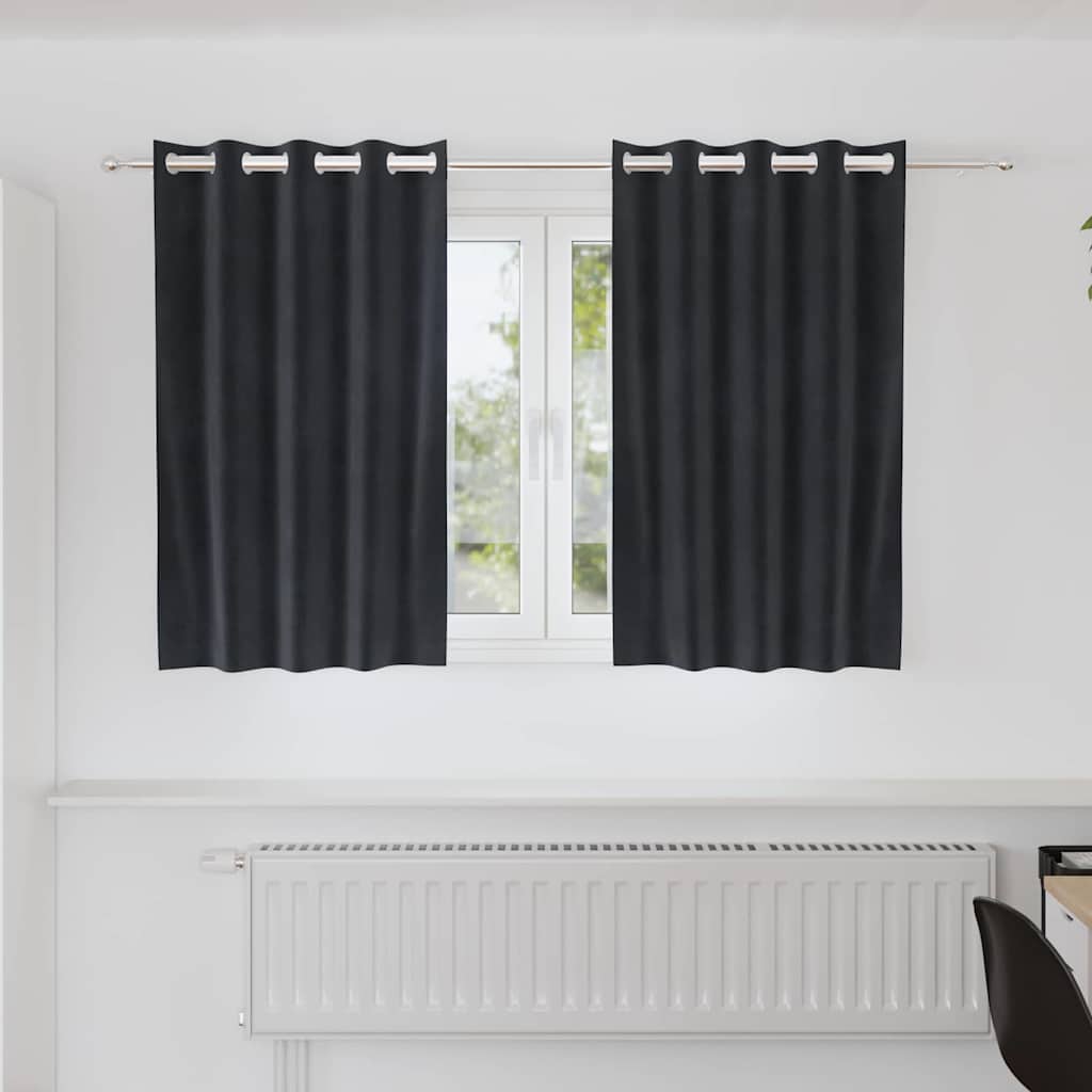 Mörkläggningsgardiner 2 st Mörkgrå 140 x 140 cm Sammet