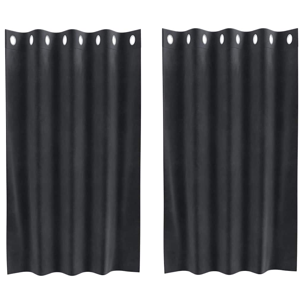 Mörkläggningsgardiner 2 st Mörkgrå 140 x 140 cm Sammet