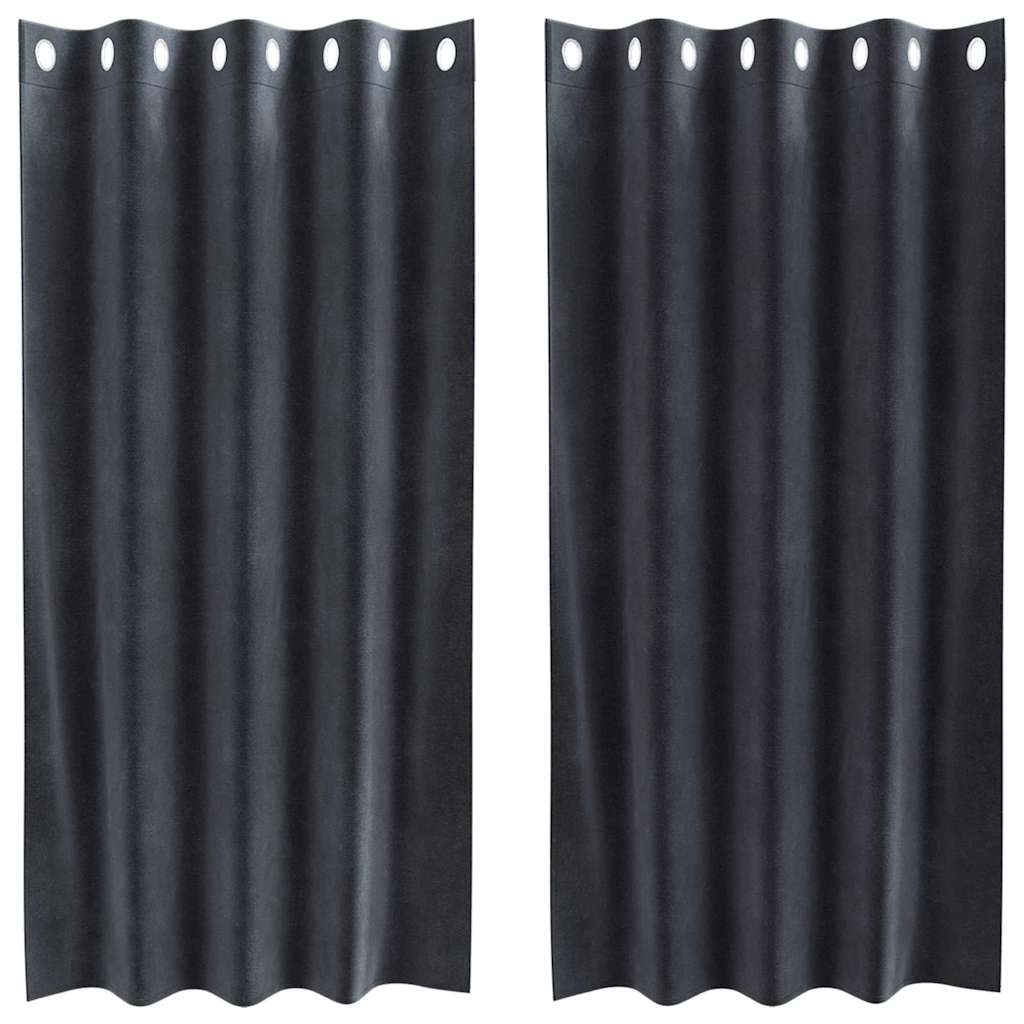 Mörkläggningsgardiner 2 st Mörkgrå 140 x 175 cm Sammet