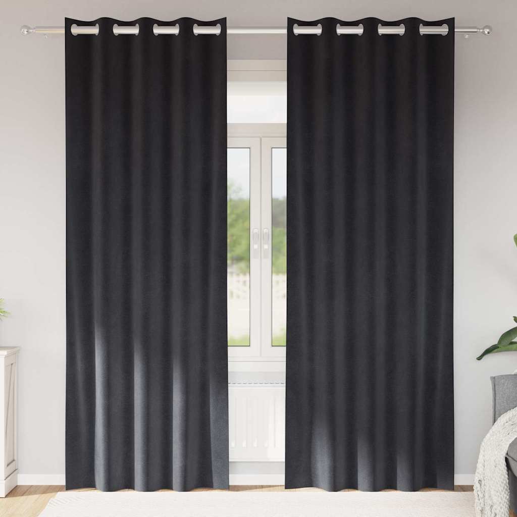 Mörkläggningsgardiner 2 st Mörkgrå 140 x 260 cm Sammet