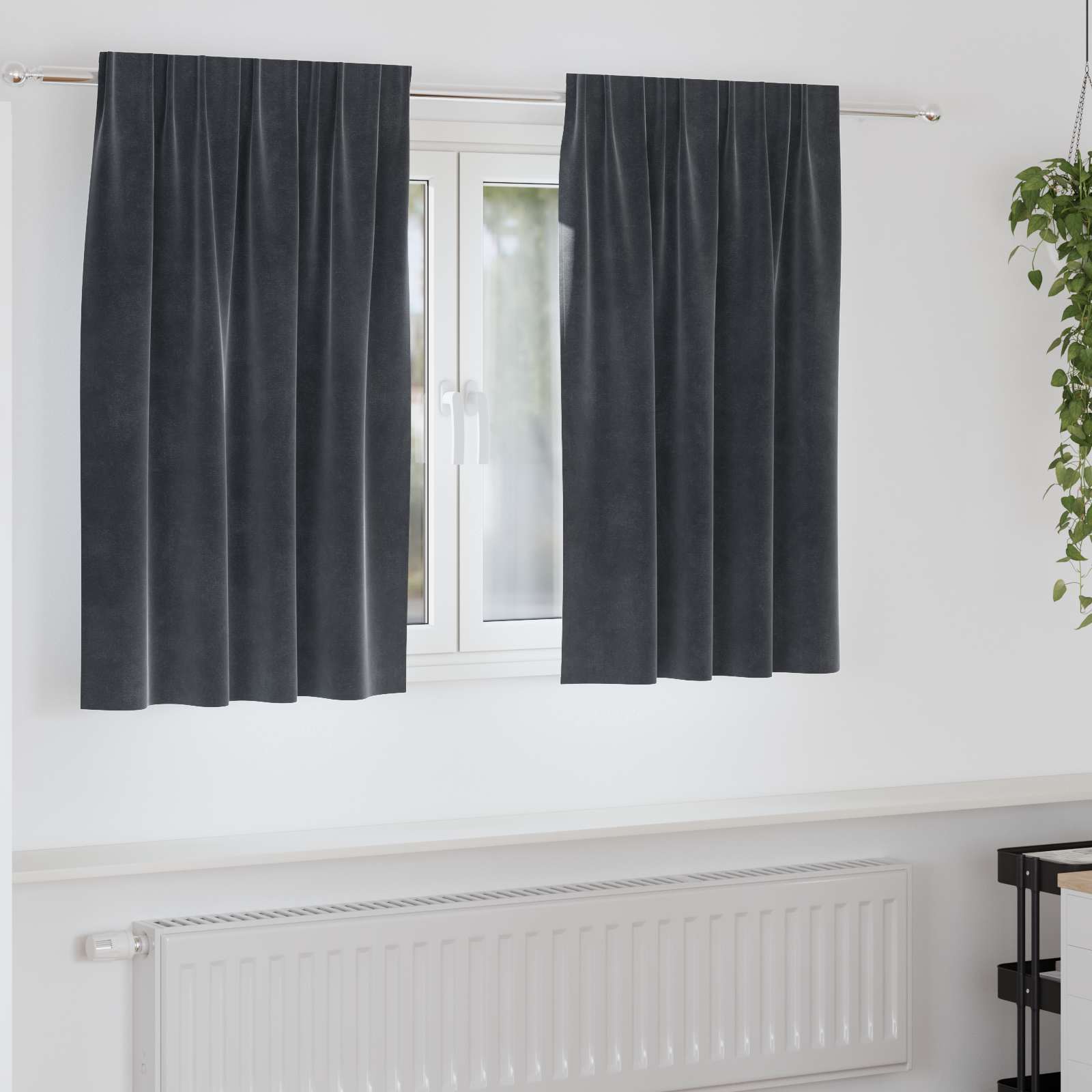 Mörkläggningsgardiner 2 st Mörkgrå 140 x 140 cm Sammet