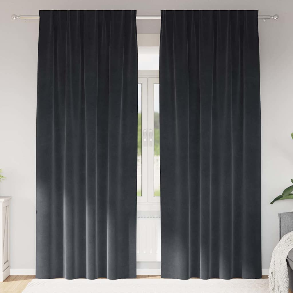 Mörkläggningsgardiner 2 st Mörkgrå 140 x 245 cm Sammet