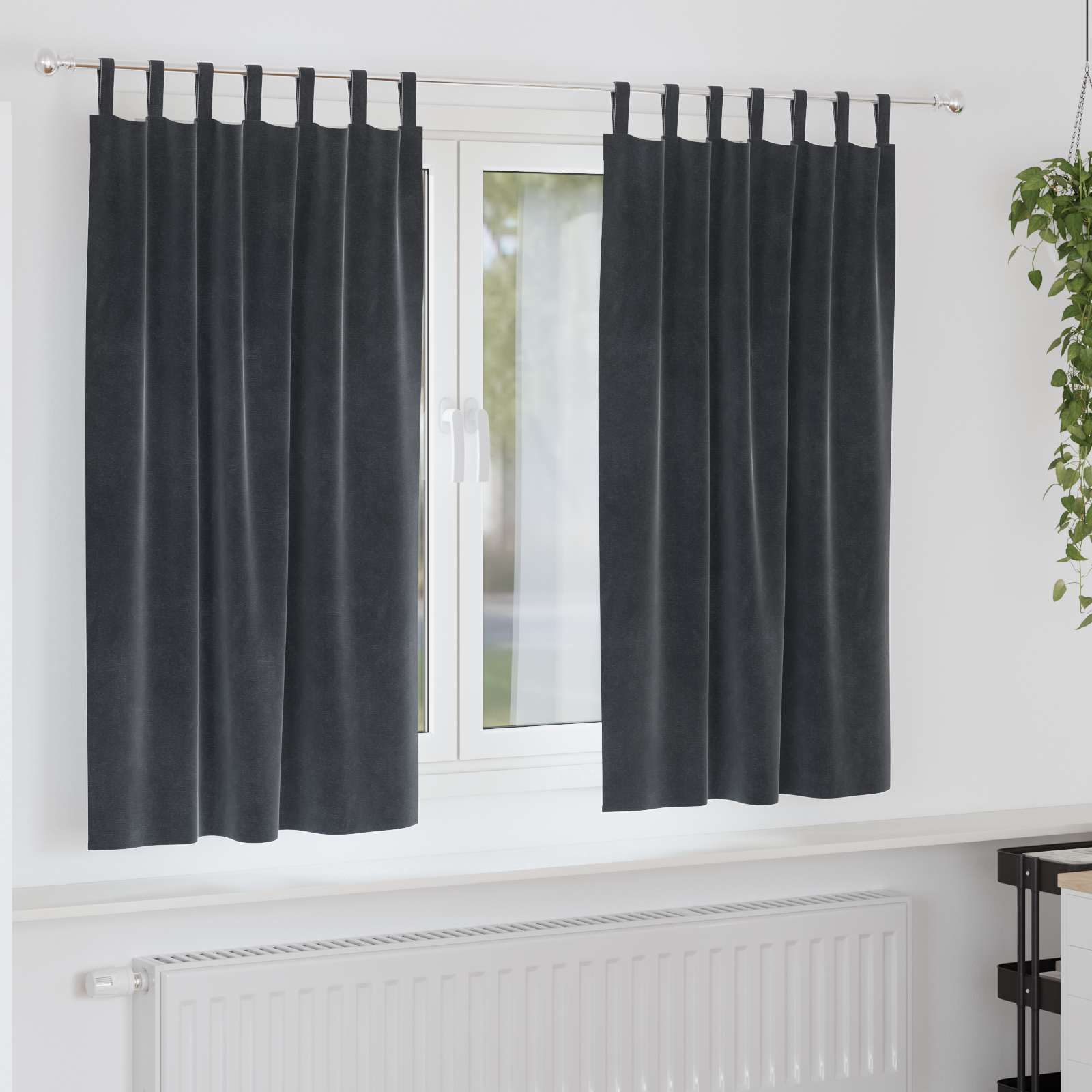 Mörkläggningsgardiner 2 st Mörkgrå 140 x 175 cm Sammet