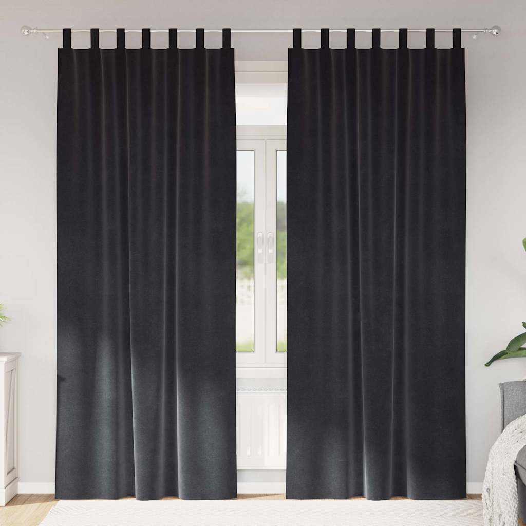 Mörkläggningsgardiner 2 st Mörkgrå 140 x 225 cm Sammet