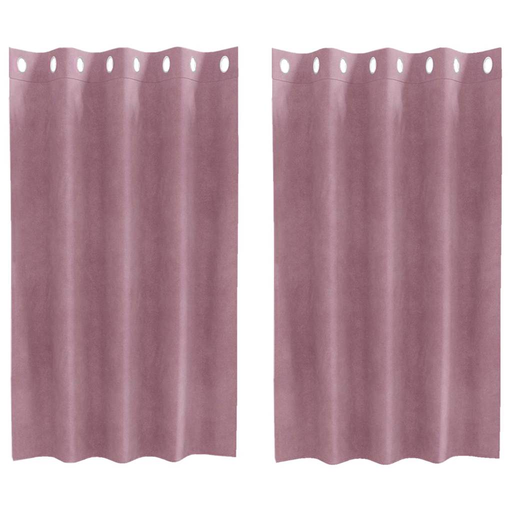 Mörkläggningsgardiner 2 st Mörkrosa 140 x 140 cm Sammet