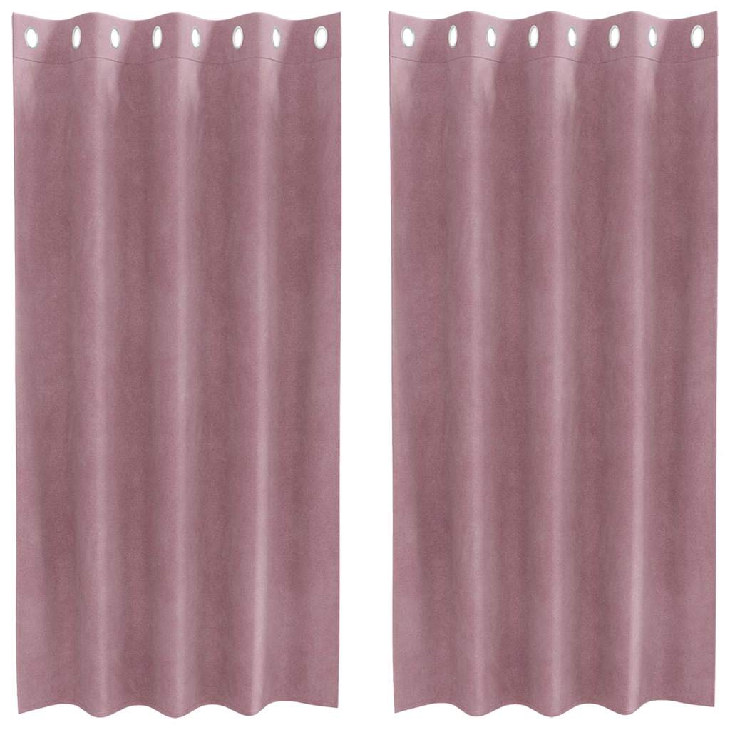 Mörkläggningsgardiner 2 st Mörkrosa 140 x 175 cm Sammet