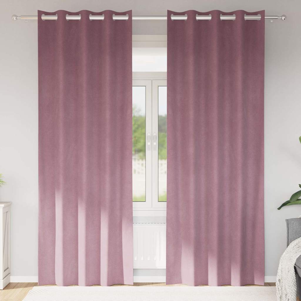 Mörkläggningsgardiner 2 st Mörkrosa 140 x 225 cm Sammet