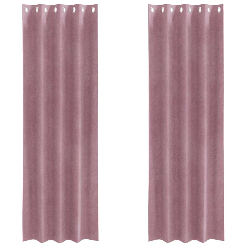 Mörkläggningsgardiner 2 st Mörkrosa 140 x 260 cm Sammet