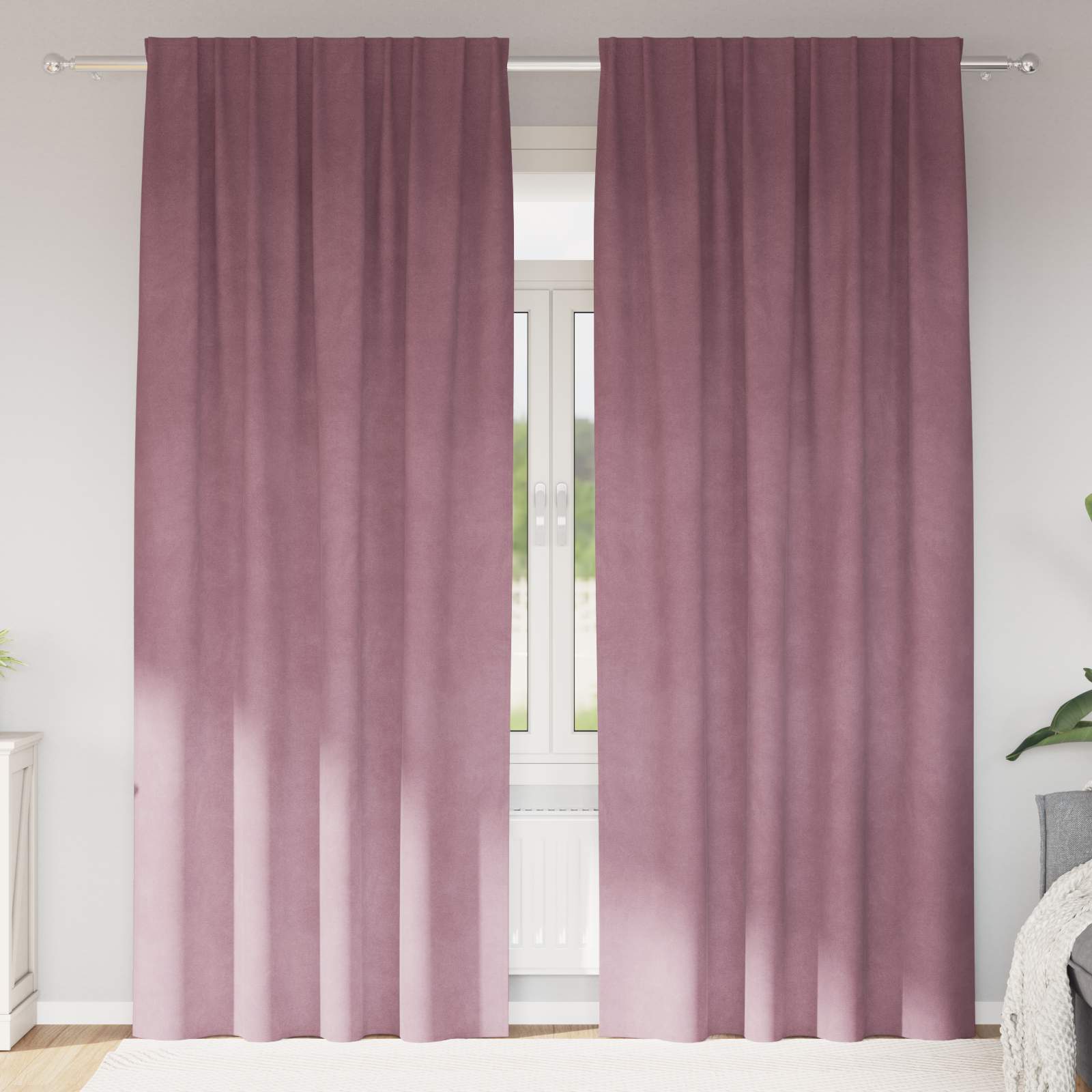 Mörkläggningsgardiner 2 st Mörkrosa 140 x 260 cm Sammet