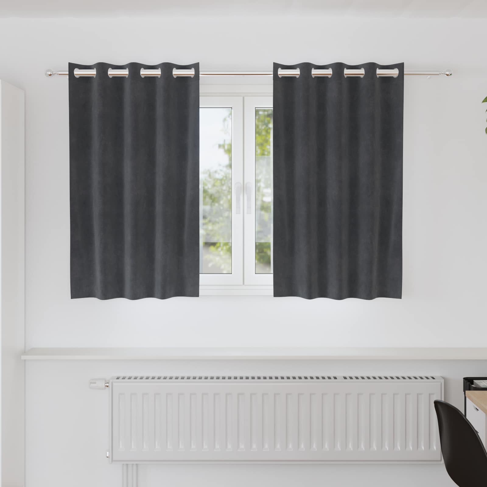 Mörkläggningsgardiner 2 st Ljusgrå 140 x 140 cm Sammet