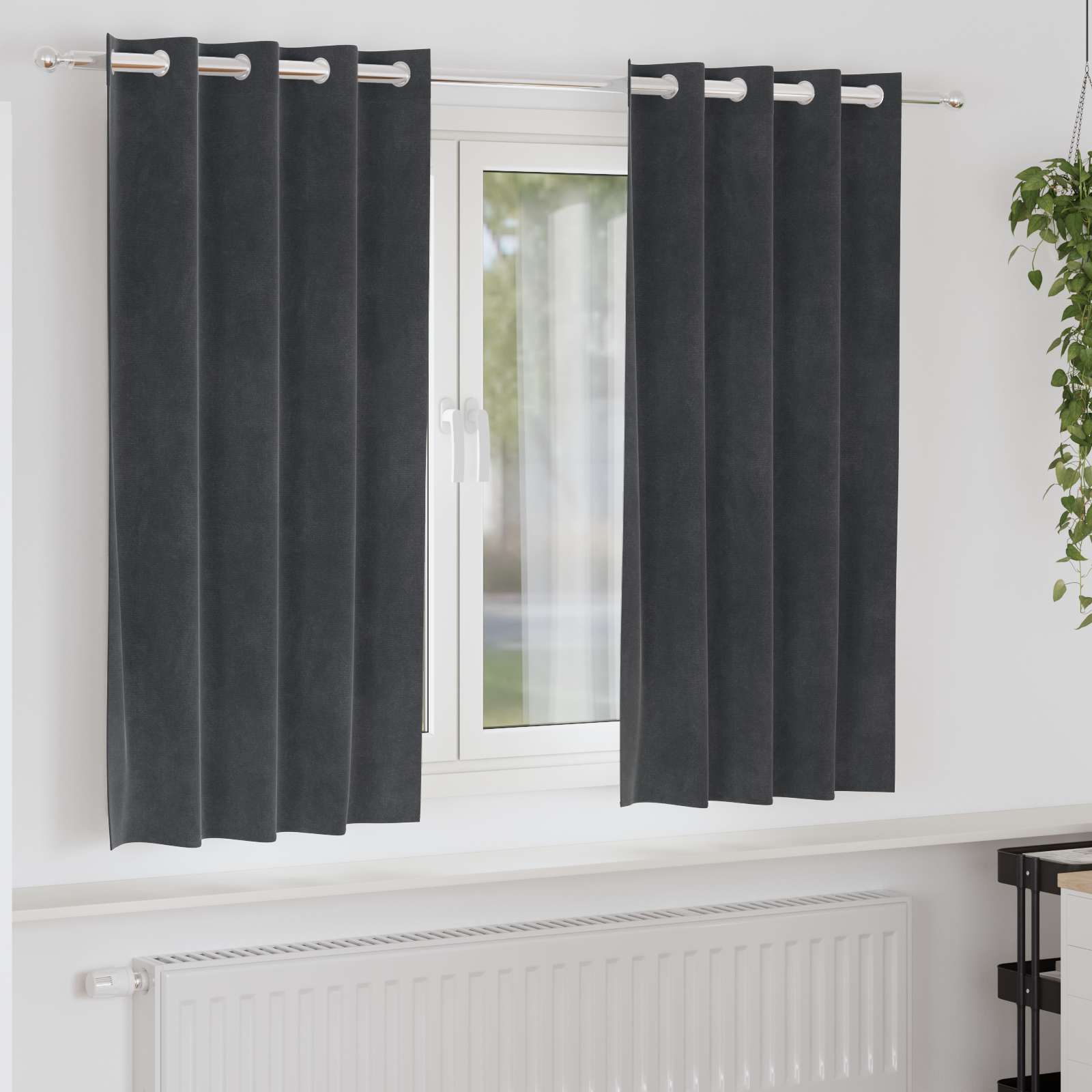 Mörkläggningsgardiner 2 st Ljusgrå 140 x 175 cm Sammet