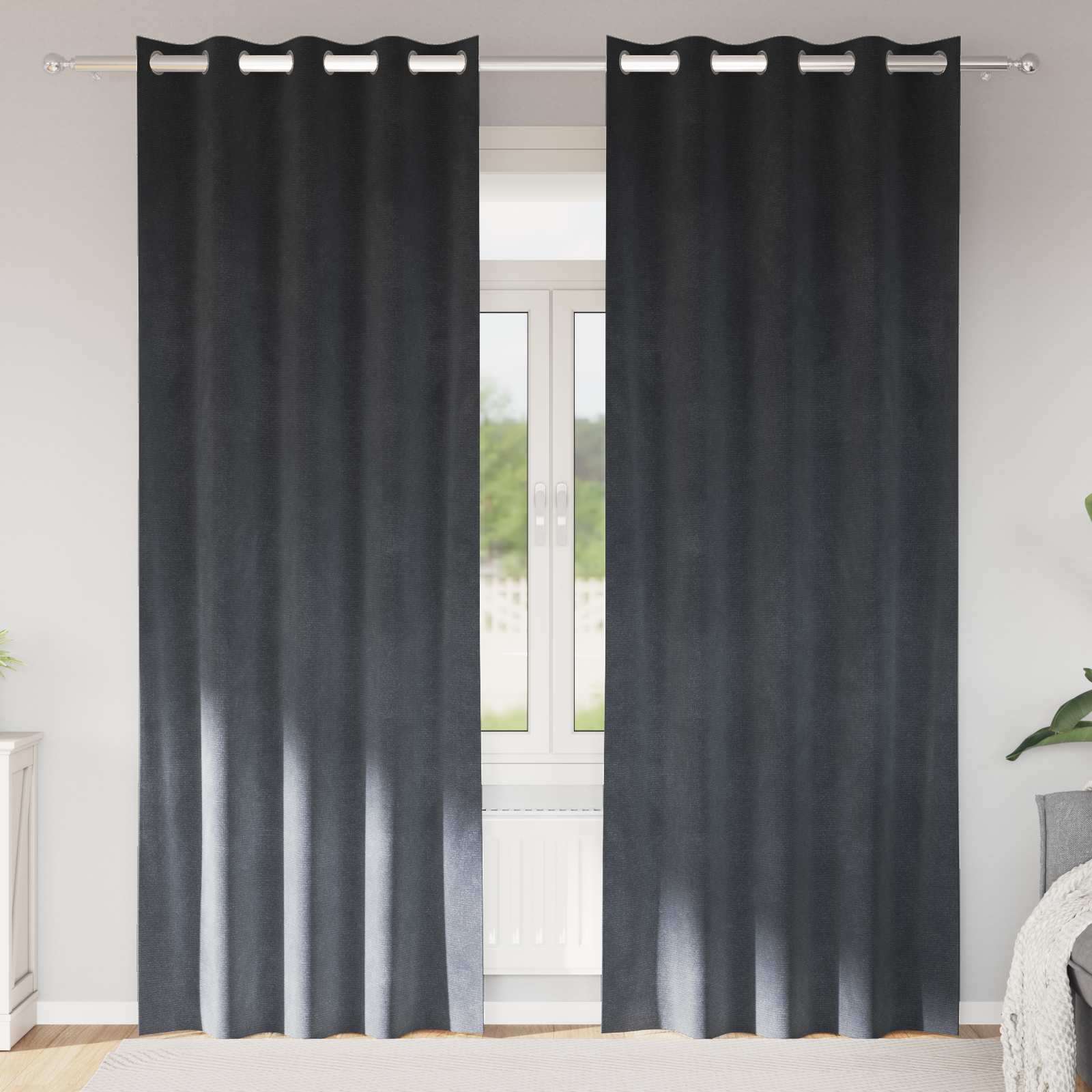 Mörkläggningsgardiner 2 st Ljusgrå 140 x 245 cm Sammet