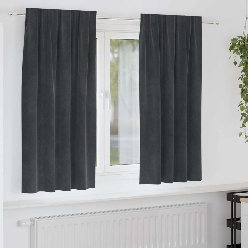 Mörkläggningsgardiner 2 st Ljusgrå 140 x 175 cm Sammet