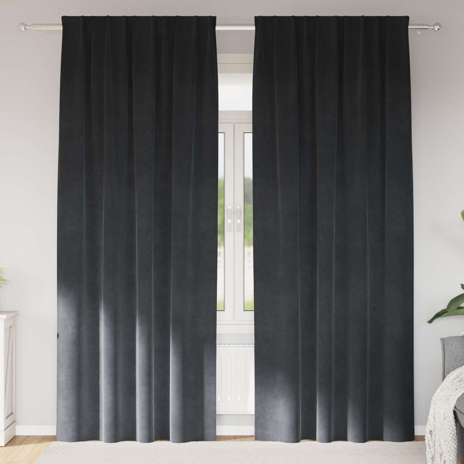 Mörkläggningsgardiner 2 st Ljusgrå 140 x 260 cm Sammet