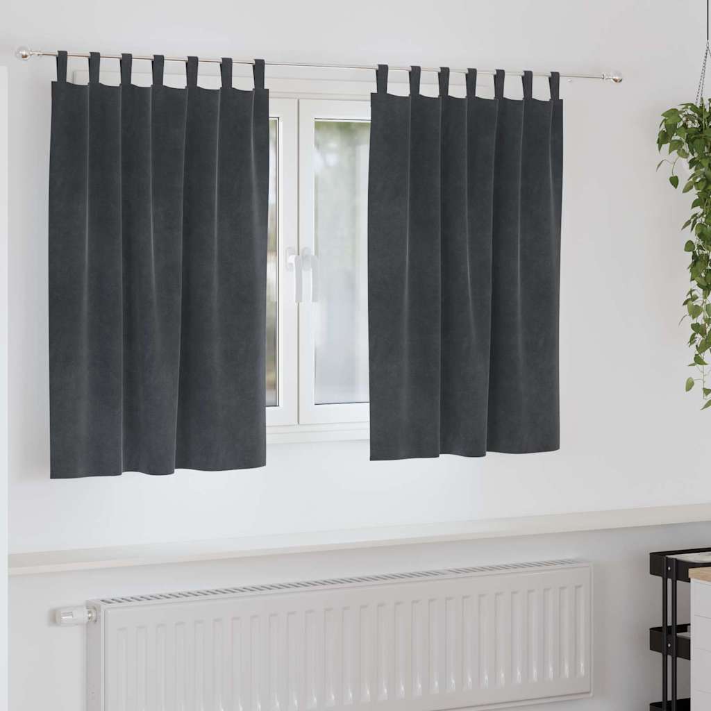 Mörkläggningsgardiner 2 st Ljusgrå 140 x 140 cm Sammet